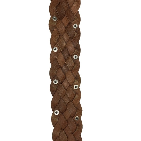 OLD NAVY Braided Leather Belt Stud Details Western Equestrian Rodeo Size Medium - Picture 10 of 15